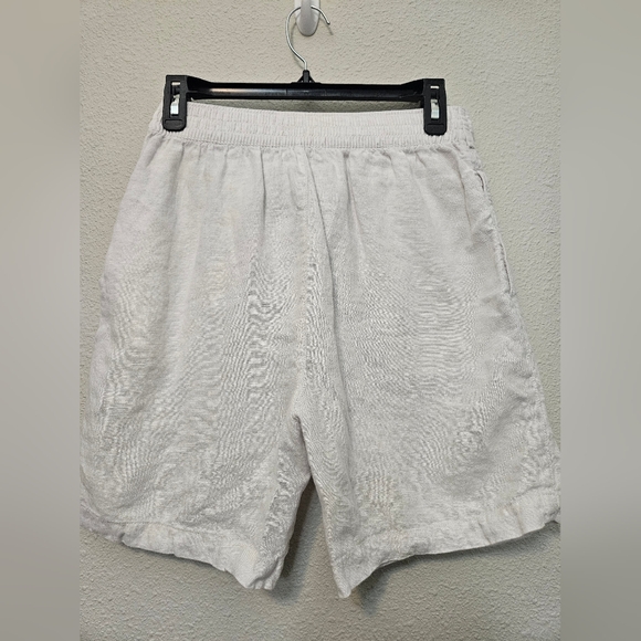 H By Halston Small White Linen Shorts Tie Waist Design Zio Button Closure Beachy - Picture 8 of 13